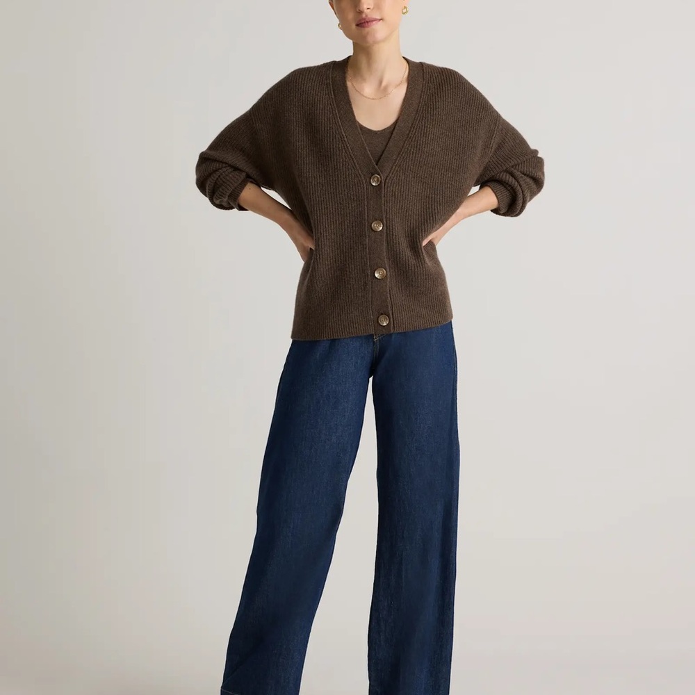Quince Mongolian cashmere fisherman cropped cardigan